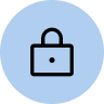 A black padlock icon is centered within a light blue circle.